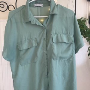 button down crop blouse